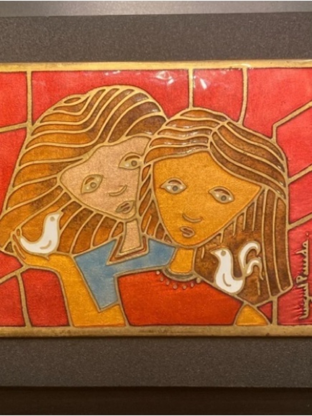 SUPERB Vintage 1960s Miguel Pineda Handmade Copper Enamel Mexican plaque
